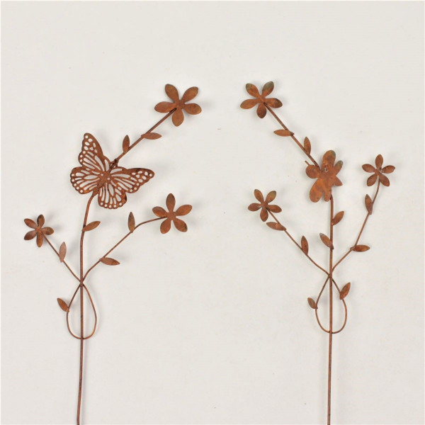 Metall-Stecker Blütenzweig 2fach sort.