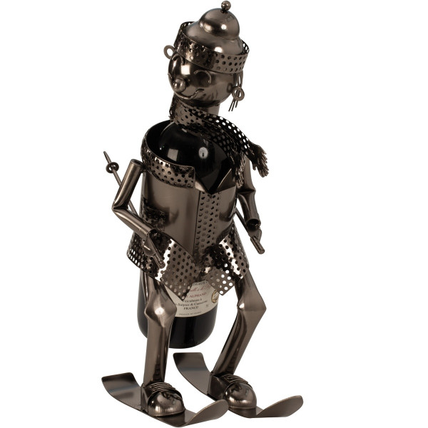 Metall-Flaschenhalter 'Skifahrer'