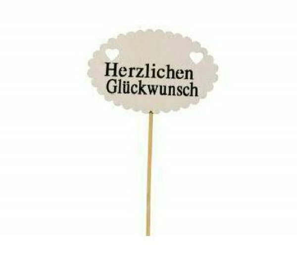 Holz-Stecker &quot;Herzlichen Glückwunsch&quot;