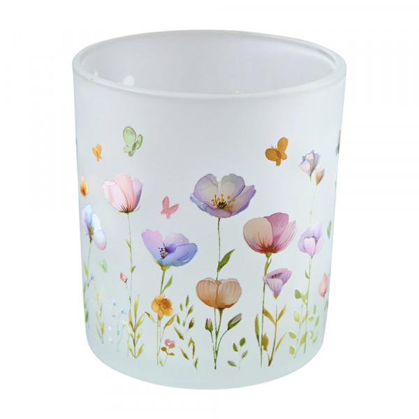 Teelichtglas mit Blumenmuster