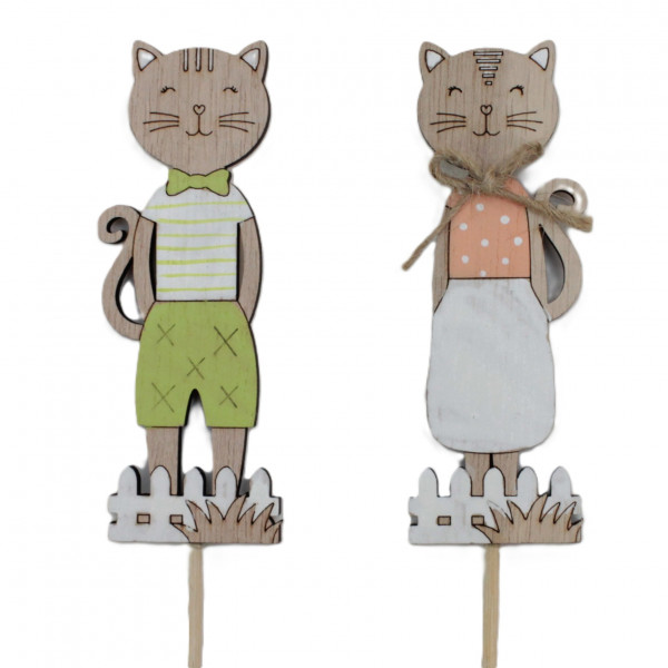 Holz-Katzen "Luca u. Luci" Stecker 2f.
