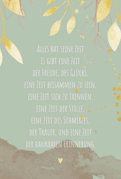 Trauerkarte mit Kuvert &quot;Alles hat seine Zeit....&quot;