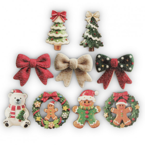 Holz-72 Weihnachtsmotive zum Streuen 9fach