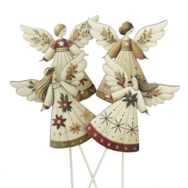 Holz-Engel im Gewand am Pick 4fach