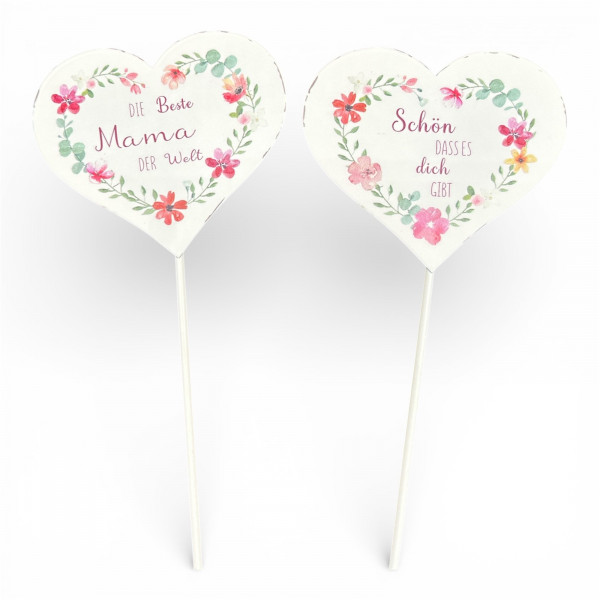 Metall-Herz Stecker "BESTE MAMA SCHÖN DAS"