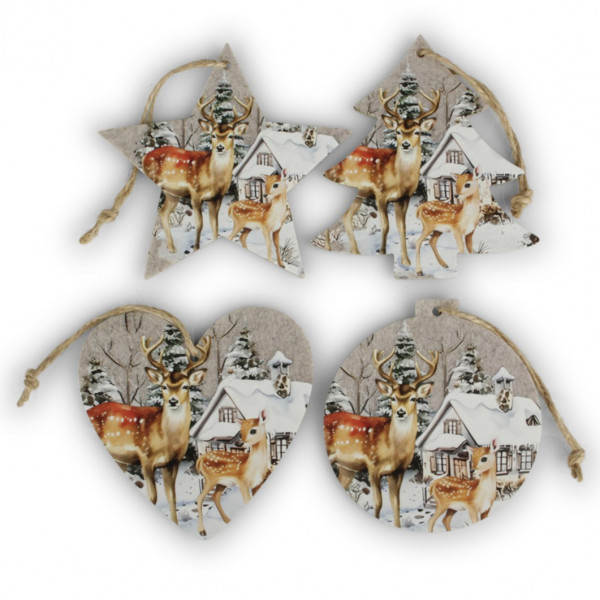 Filz-Weihnachtshänger 'Reh&amp;Hirsch' 4fach