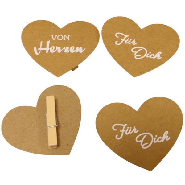 Papier-Herz am Clip "Von Herzen..." 2f.