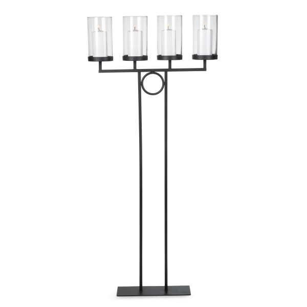 Metall-Standleuchter mit 4 Gläsern