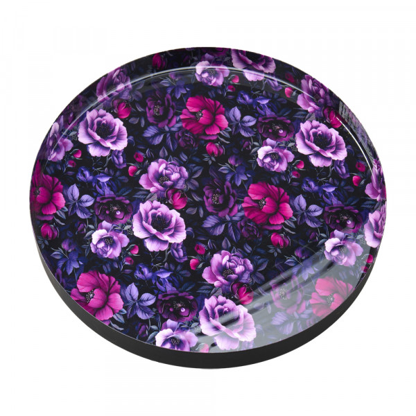 Metalltablett rund Blumenmuster