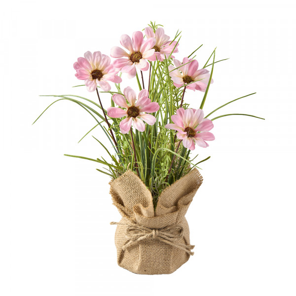 Vorbestellung: (262) Blüten mit Gras im Jutesack