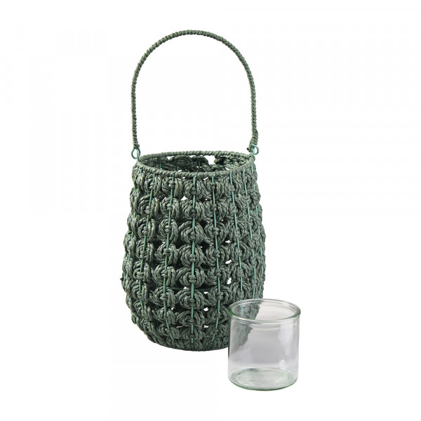 (005) Kordel-Windlicht mit Glaseinsatz