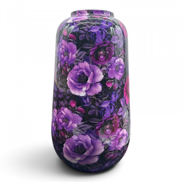 Metallvase mit Blumenmuster