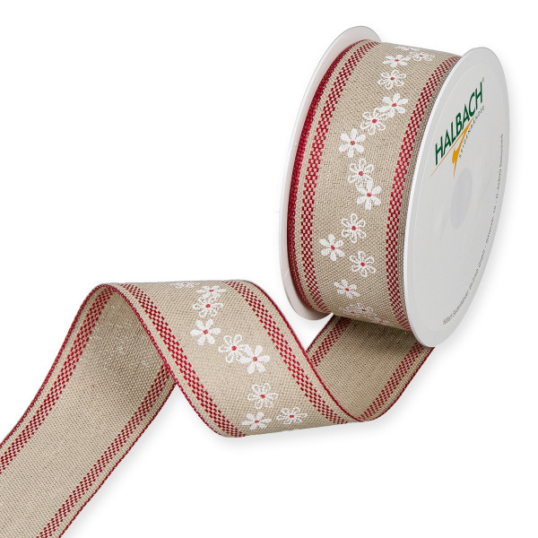 Leinen-Druckband "Blümchen"