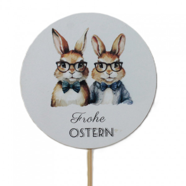 Holz Hasenköpfe "Matty u. Jany"-Stecker rund