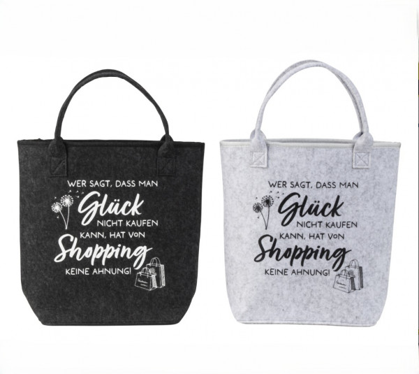Filz-Tasche "Wer sagt, dass man Glück.." 2f. sort.