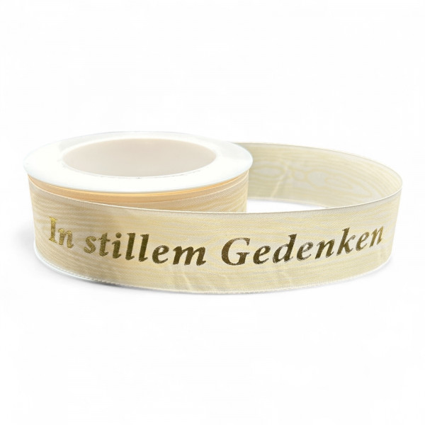 Moire-Trauerband mit Goldschrift "In Stillen Gedenken"