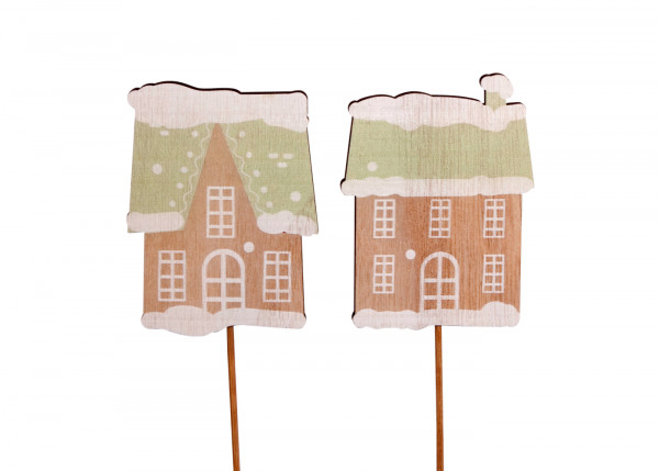 Holz-Haus-Stecker, 2fach sort.