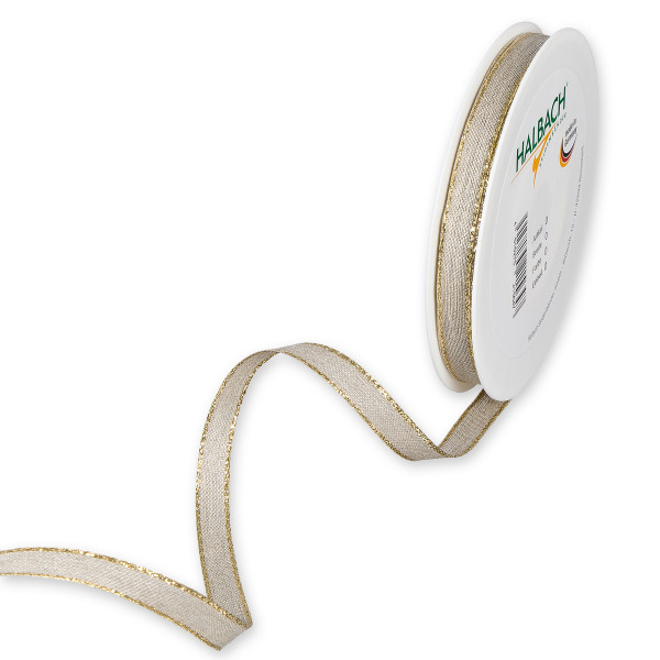 Leinenband mit Lurex Drahtkante