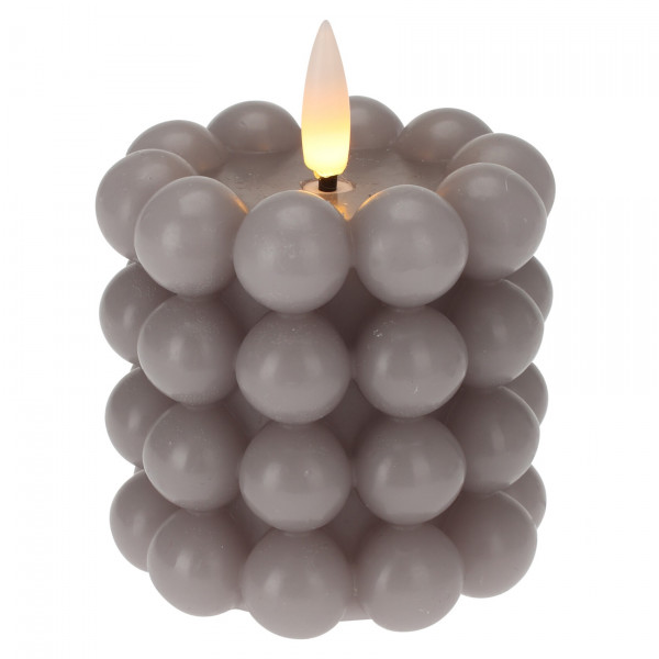 LED-Kerze "Würfelball" Flackerdocht 6std Timer Batterie