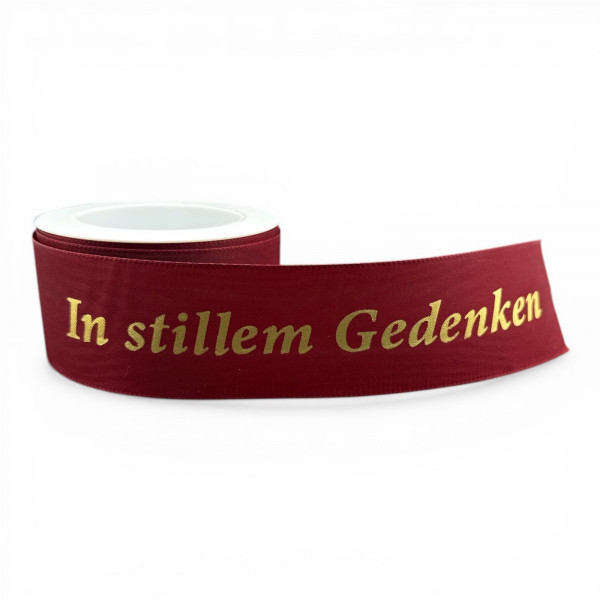 Moire-Trauerband mit Goldschrift "In Stillen Gedenken"
