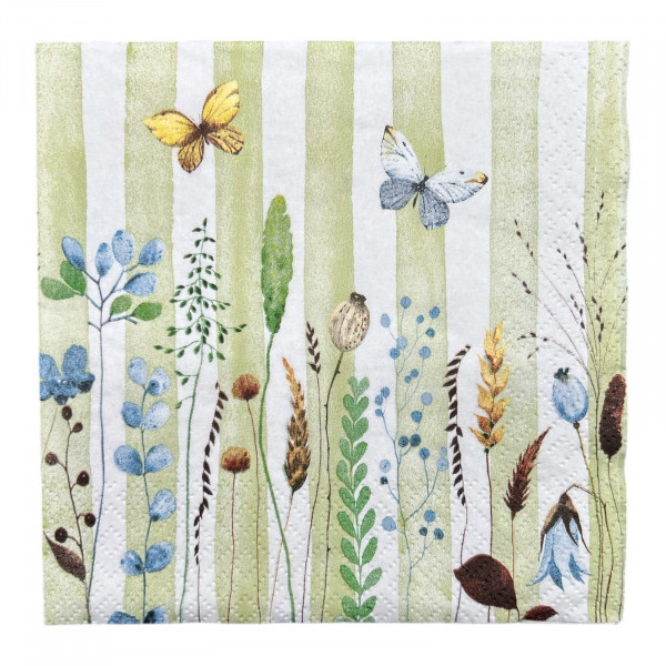 20 Servietten "Flowers and stripes"