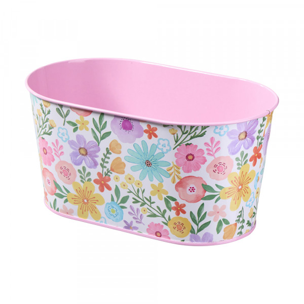 Vorbestellung: (222) Metall Jardiniere "Flower-Mix" -L19,5cm