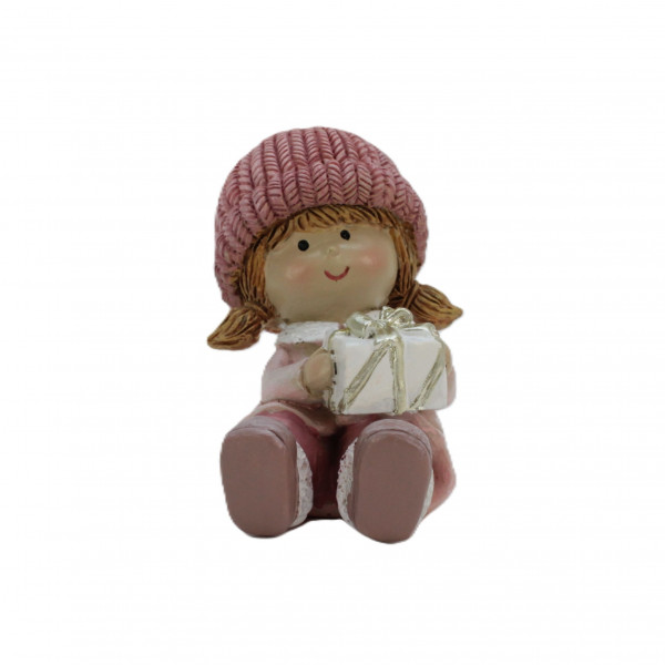 (ab 15.9. erhältlich) Kind Sara mit Päckchen sitzend