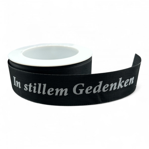 Moire-Trauerband mit Goldschrift "In Stillen Gedenken"