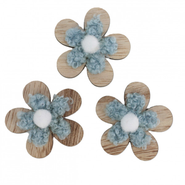 Holz/Stoff-Blüte Fussel Streu mit Klebepunkt