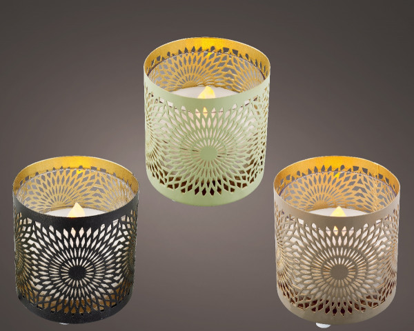 Solar Kerzen Plastik Flacker-Effekt 3 farb. sort.