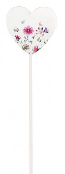 Holz-Herz mit Blumenprint am Pick