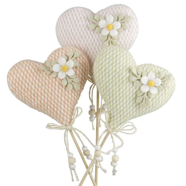 Metall-Herz mit Blume am Pick 3fach
