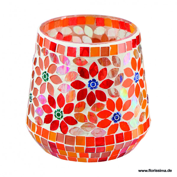 Windlicht Glas Mosaik-Blüte