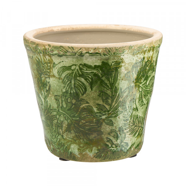 Vorbestellung: (061) Keramiktopf "Blätter" -D12,5cm