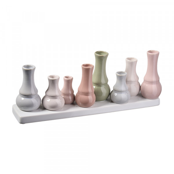 Vorbestellung: (200) Keramikvasen x8 auf länglichem Tablett