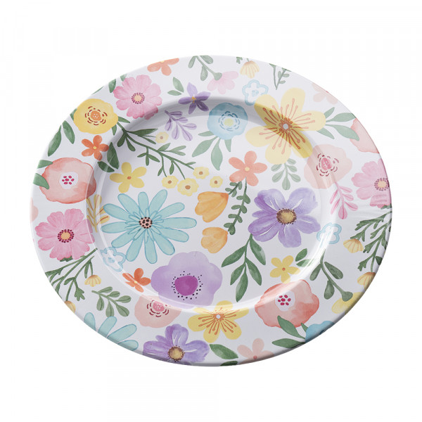 (218) Metall Teller mit Blumenmuster