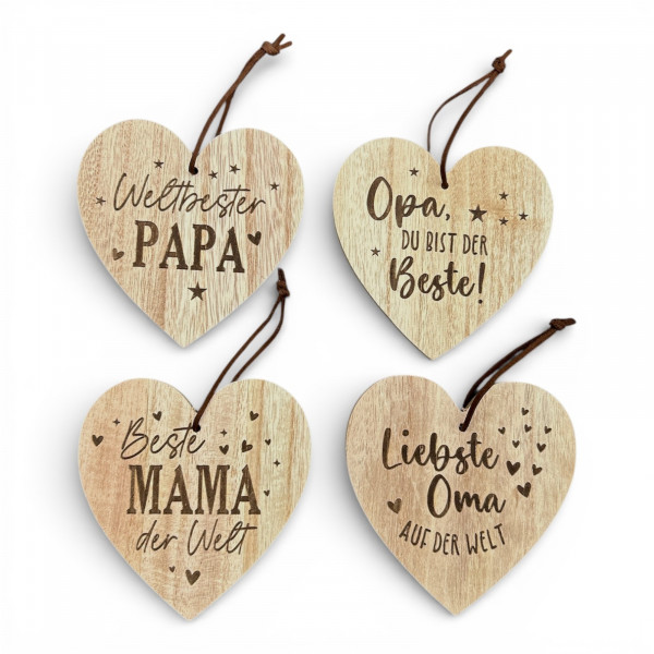 Holz-Hänger "Herz" 4f sort.