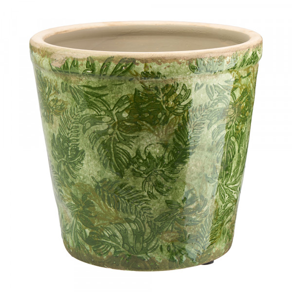 Vorbestellung: (060) Keramiktopf "Blätter" -D15cm