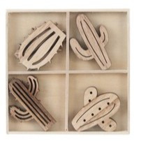 Holz-Streuer Kaktus mix in Box