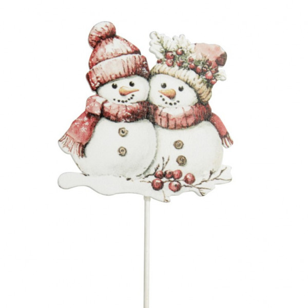 Holz-Schneemann Duo am Pick