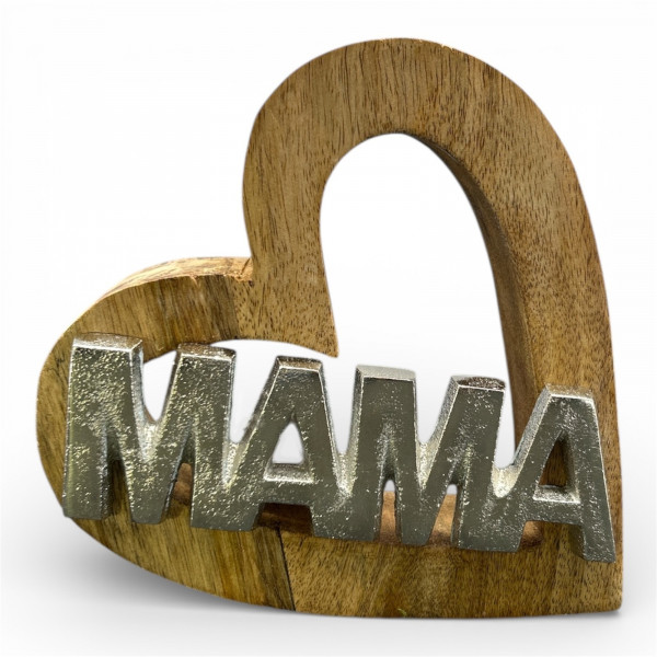 Holzherz mit Schriftzug "Mama"