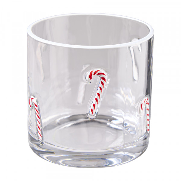 Vorbestellung: (625) Windlicht,Glas,rund,gerade Form,klar, mit Candydekor