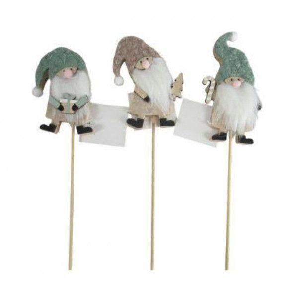Holz-Filzstecker Santa 3f. Sort.