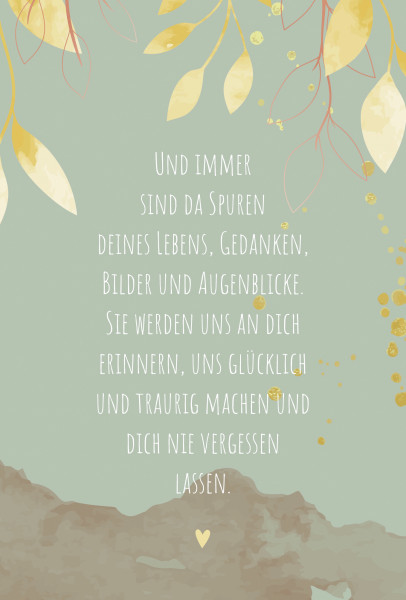 Trauerkarte mit Kuvert &quot;Und immer sind da Spuren....&quot;
