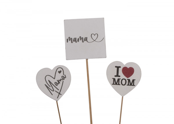 Holz-Dekostecker "Mama" 3f. Sort.
