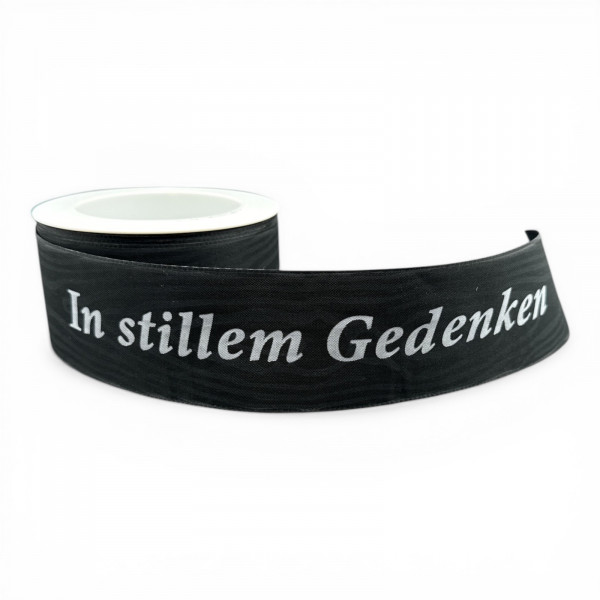 Moire-Trauerband mit Goldschrift "In Stillen Gedenken"