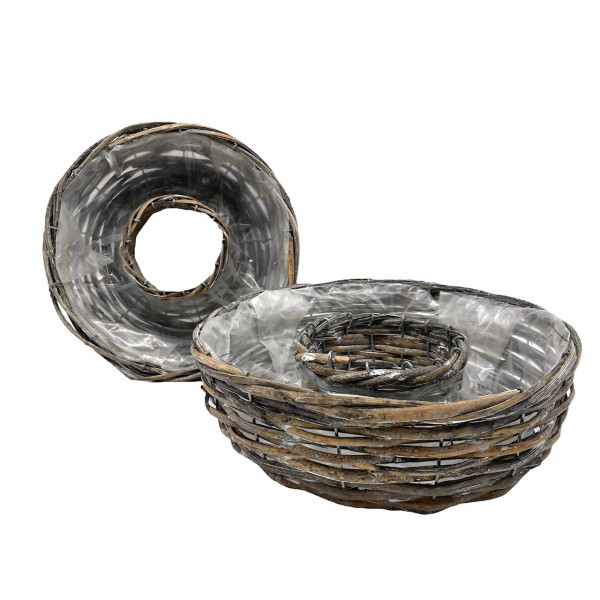 Rattan-Pflanzring mit Folie 2er Set