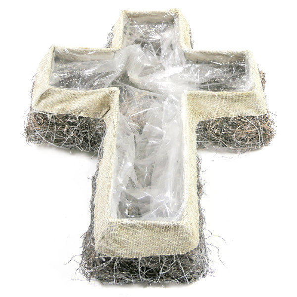 "Jute-Rand" Pflanz-Kreuz