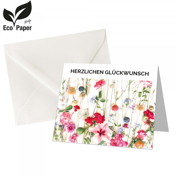 Karte MIDI &quot;Eco Flower - Herzlichen Glückwunsch&quot; mit Kuvert