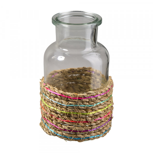 Flasche mit Juteband umwickelt